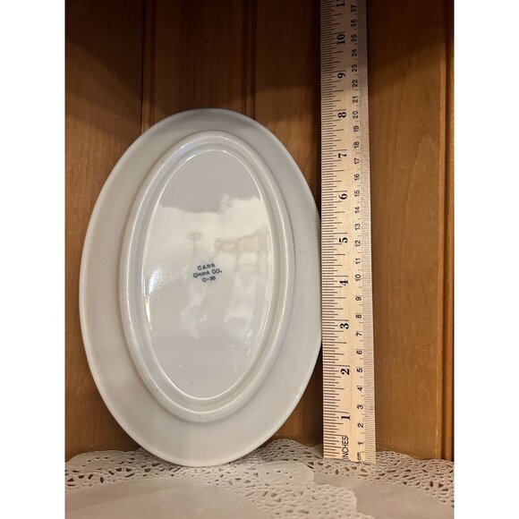 Vintage Carr Restaurant Ware Ironstone Small Oval Platter Liberty Pattern Brown - Picture 4 of 4